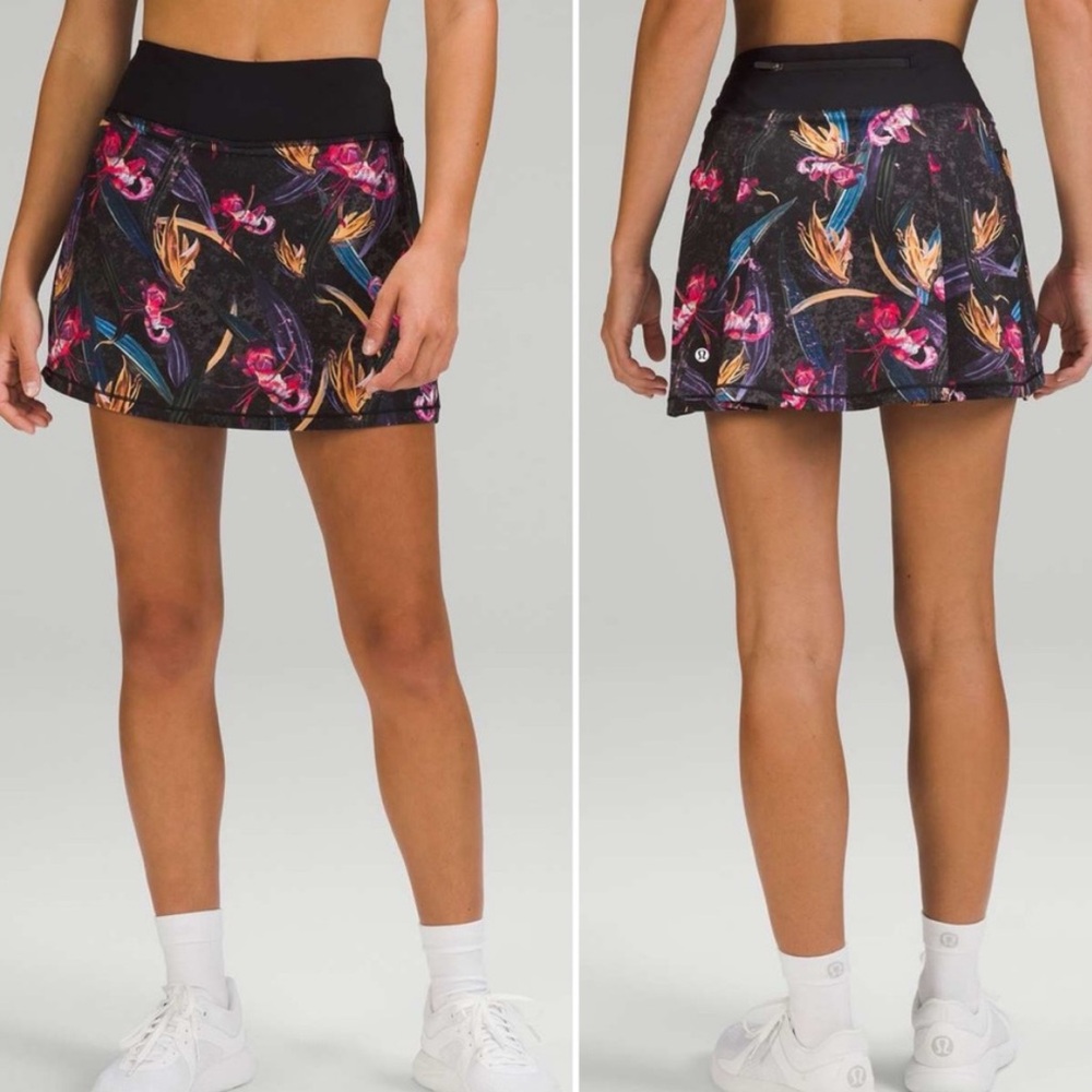 Lululemon Pace Rival‎ Mid-Rise Skirt Long Veiled Floral Black Multi 2
